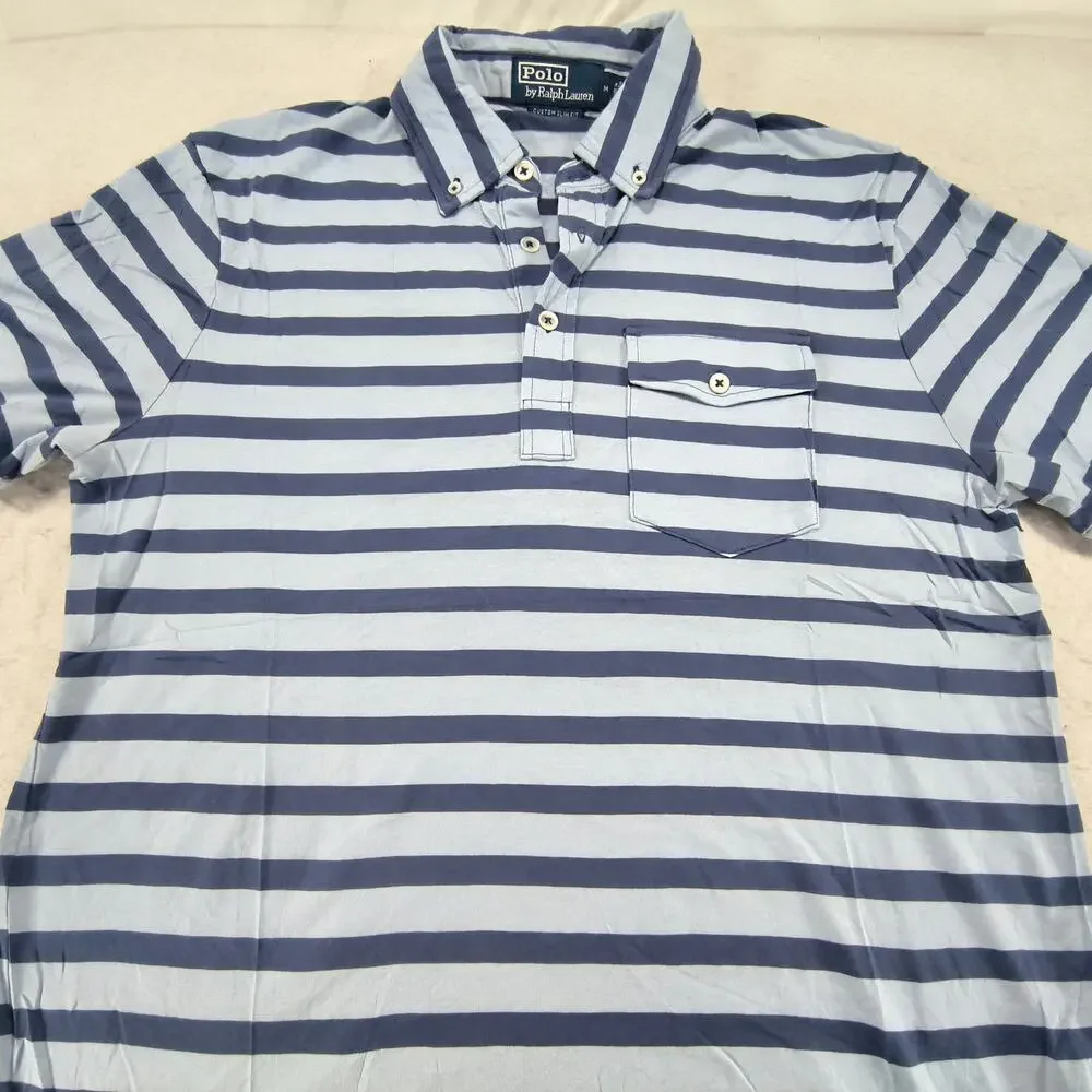 Polo by Ralph Lauren Custom Slim Fit Casual Collared Polo Shirt Mens Size M Blue
